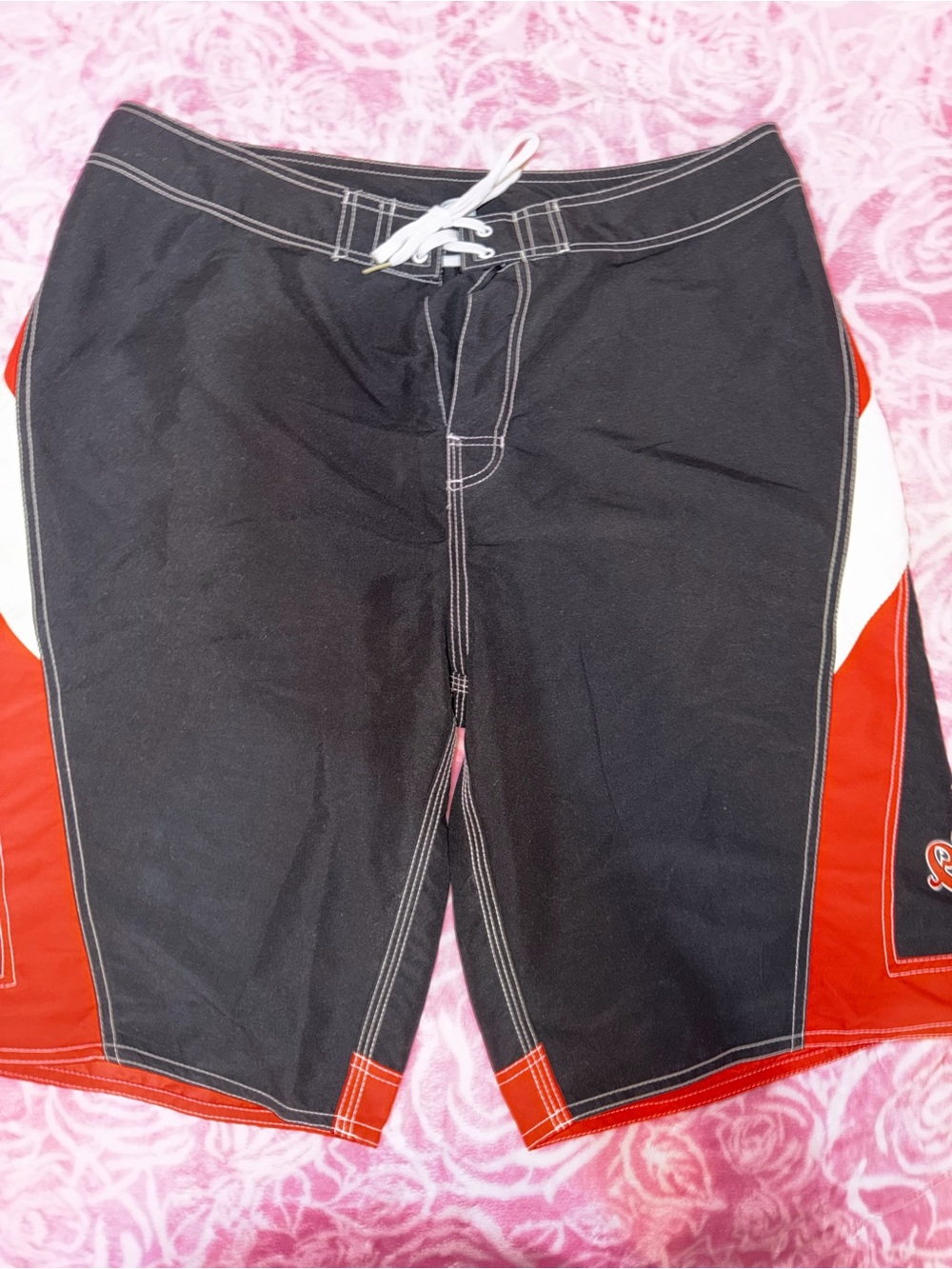 Men's Black & Red Swim Trunks - Classic Boardshorts